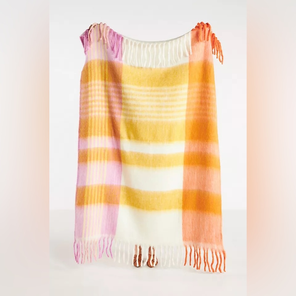 Anthropologie Mohair Plaid Throw NEW